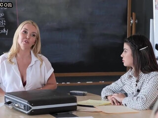 Petite 21yo lez facesitting busty MILF boss after work