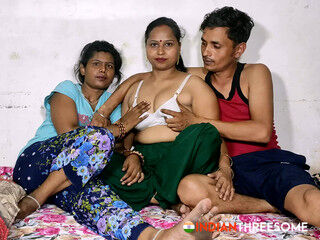 Hot Indian Wife In Threesome Sex With Her Step Sister With Husband