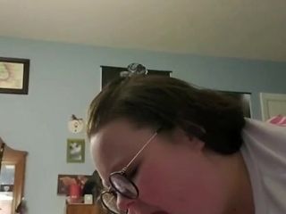 'My neighbor cums in my mouth BBW glasses blowjob'