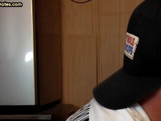 Gloryhole homemade DILF deepthroats cock in closeup