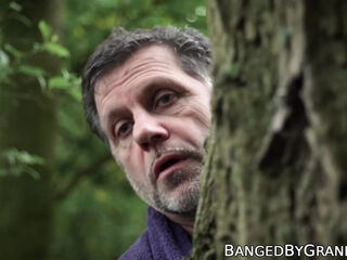 Naughty grandpa pounding tight teen pussy in the park