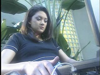 Kinky black-haired with adorable melons rails a lengthy rigid bone