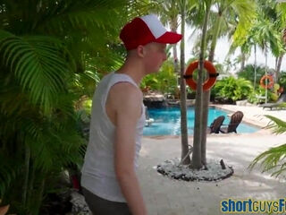 Short guy bangs boobylicious bigass lady in throat and pussy