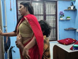 Mallu girl hot red half saree romance and sex with boy friend