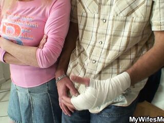 Towheaded mommy in law satiates suspended stud