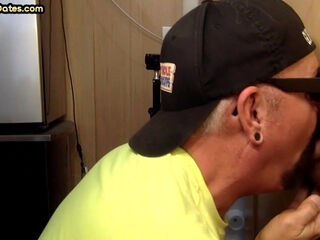 Gloryhole amateur DILF deepthroats rod in closeup oral