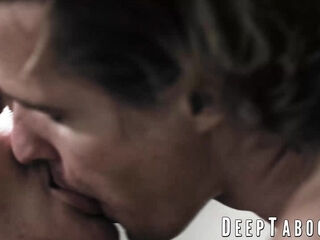 Alluring blonde Ella Reese takes on the challenge of pleasuring two cocks