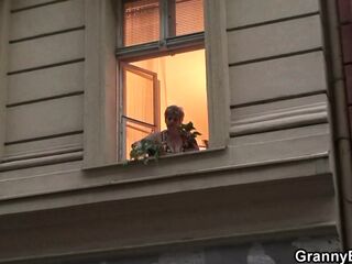 Stranger humps elder grannie from behind