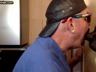 Homemade IR gloryhole bottom barebacked by black dong