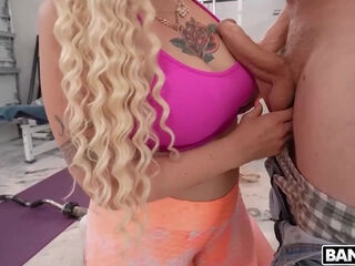 Needed to check her butt pumping progress so he tore this leggings apart