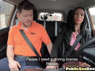 Driving nympho ebony MILF got analfucked on her first day