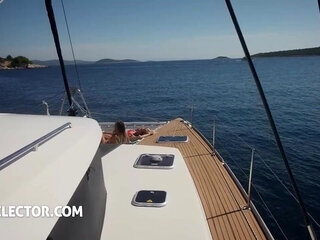 Mind-blowing POV Reverse Gangbang On the Yacht With 3 Sexy Slim Blonde Hotties