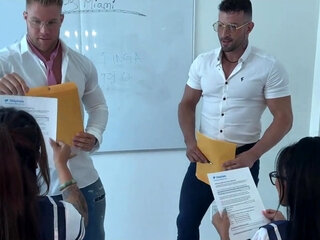 Two slutty asian students are showing their strong teachers abilitites