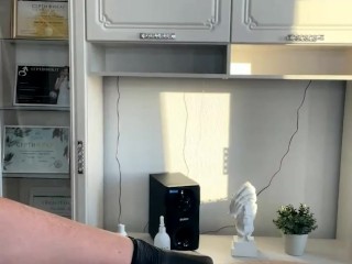 'SugarNadya - Depilting a very large penis while erect, will he cum?'