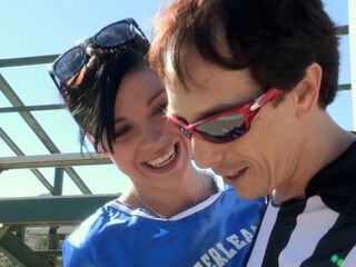 Super-Hot cheerleader Savannah Camden entices an senior referee