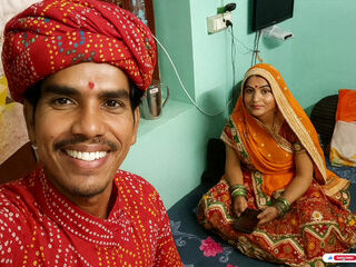 Indian Rajsthani New Merried Lovely Couple Selfi Romantic Outdoor By -Snapchat143