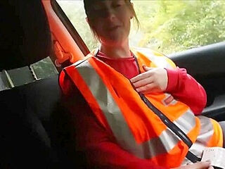 Delivery / Postal Girl Gets Cash for Public Sex & Cum Swallow