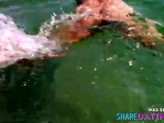Naked Swimming MILF at the Beach