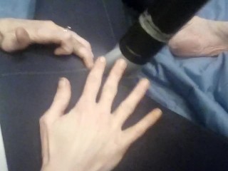 'vacuum cleaner sucks clit though yoga pants loud moaning'