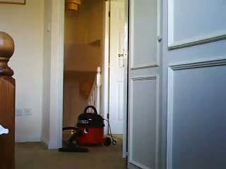 Half naked pregnant babe films herself cleaning the house with a vacuum cleaner