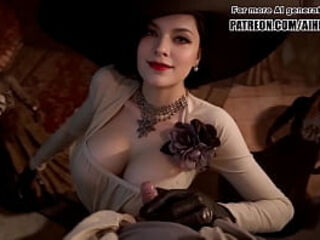 Resident Evil Lady Dimitrescu cosplay Jerking you off &vert; Uncensored Hentai AI generated