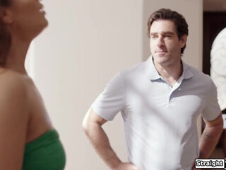 Big tits brunette fucks the AC repairman