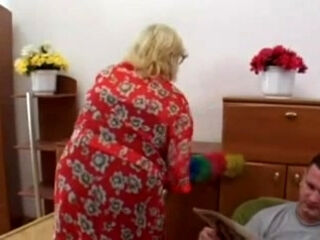 Chunky Blond Granny Bonks Younger Man