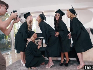 MILFs graduation party reverse gangbang
