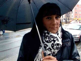 German COUGAR in Leather Stretch Pants Picked up and Pulverized on the Street