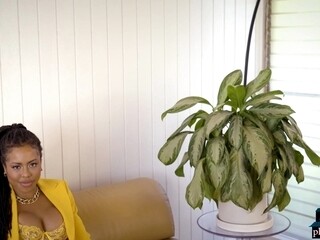 Curvy black MILF Kira Noir striptease