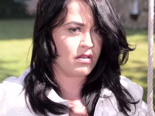 Brunette MILF With Giant Tits Exposes in the Garden